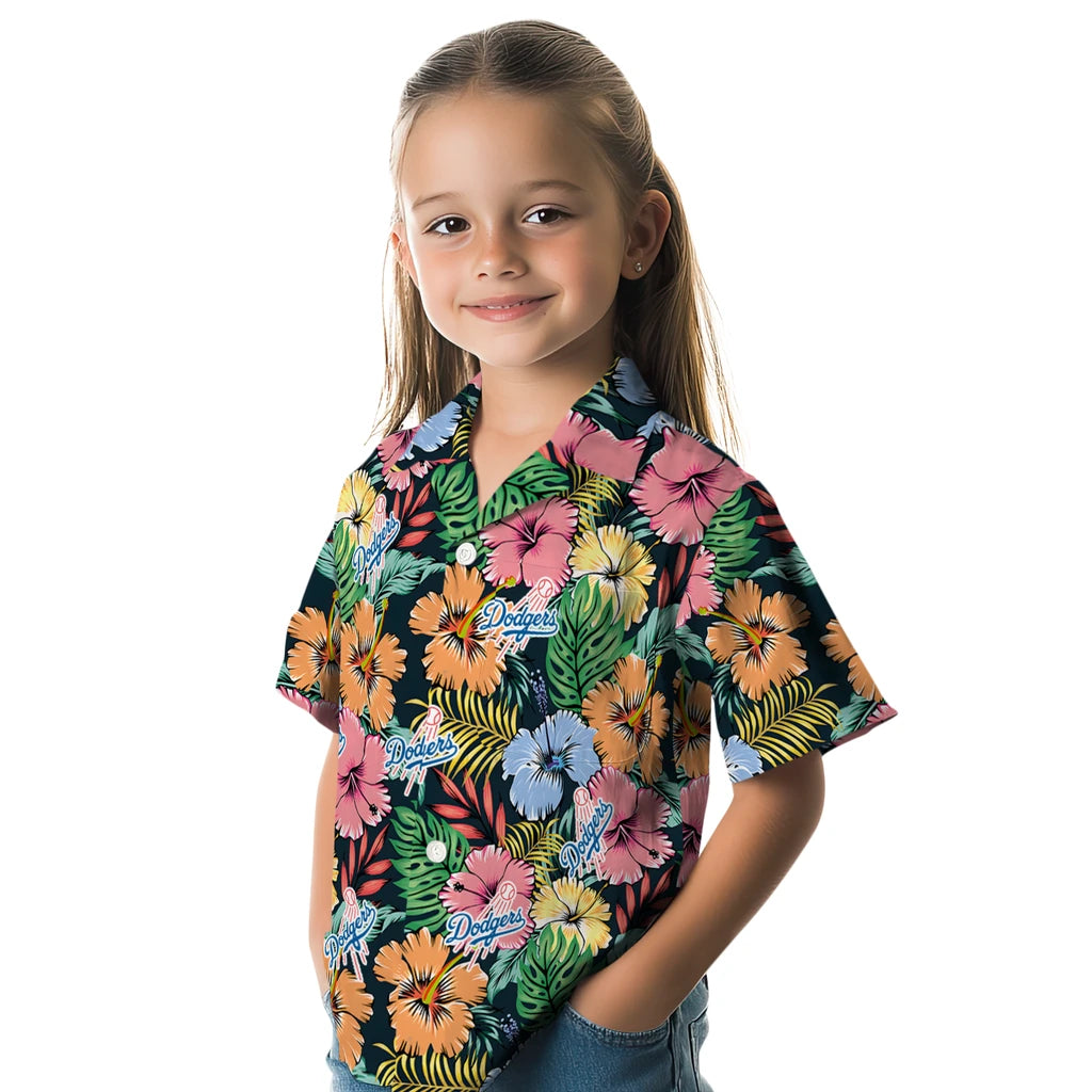 Los Angeles Dodgers Hawaiian Shirt - Brilliant Hibiscus Garden | Hula Hawaiian Shirts