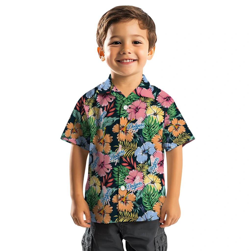 Los Angeles Dodgers Hawaiian Shirt - Brilliant Hibiscus Garden | Hula Hawaiian Shirts