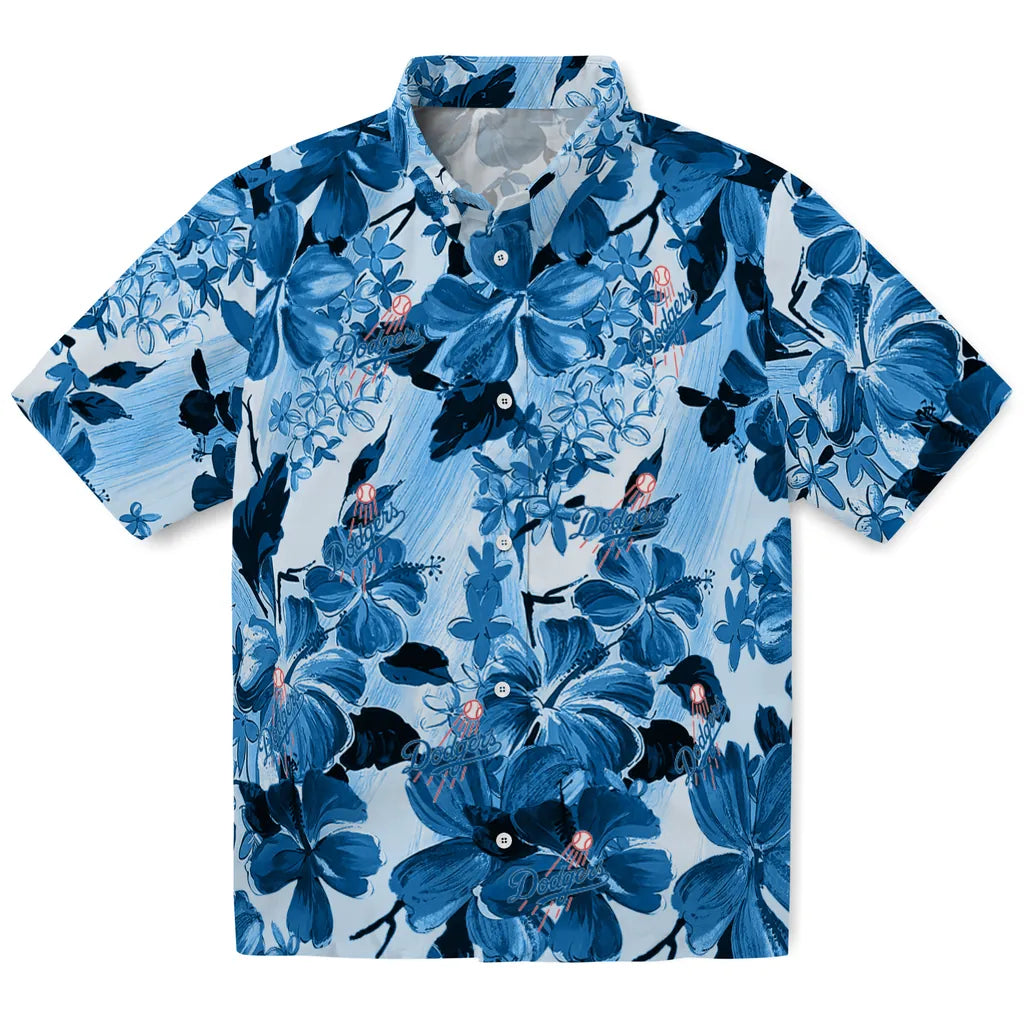 Los Angeles Dodgers Hawaiian Shirt - Hibiscus Arrangement | Hula Hawaiian Shirts