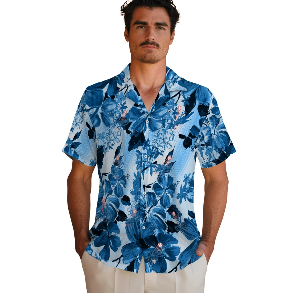 Los Angeles Dodgers Hawaiian Shirt - Hibiscus Arrangement | Hula Hawaiian Shirts