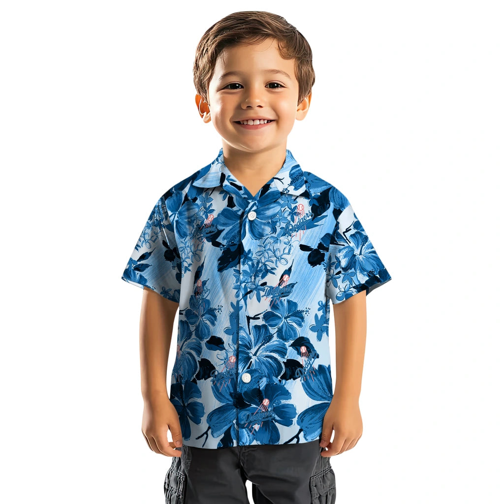 Los Angeles Dodgers Hawaiian Shirt - Hibiscus Arrangement | Hula Hawaiian Shirts