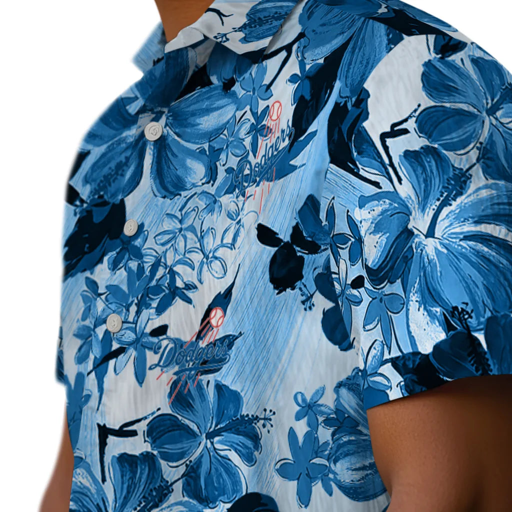 Los Angeles Dodgers Hawaiian Shirt - Hibiscus Arrangement | Hula Hawaiian Shirts
