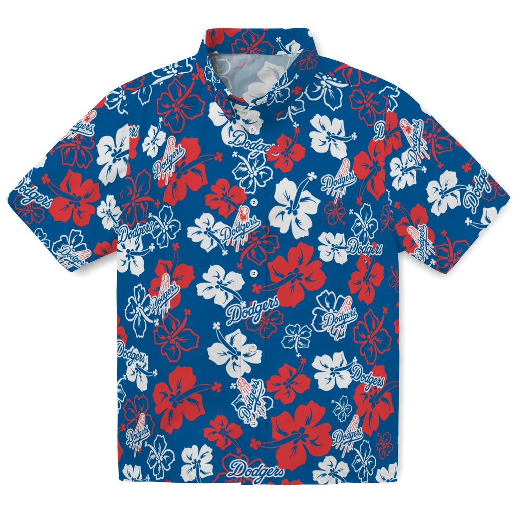 Los Angeles Dodgers Hawaiian Shirt - Hibiscus Flower Design | Hula Hawaiian Shirts