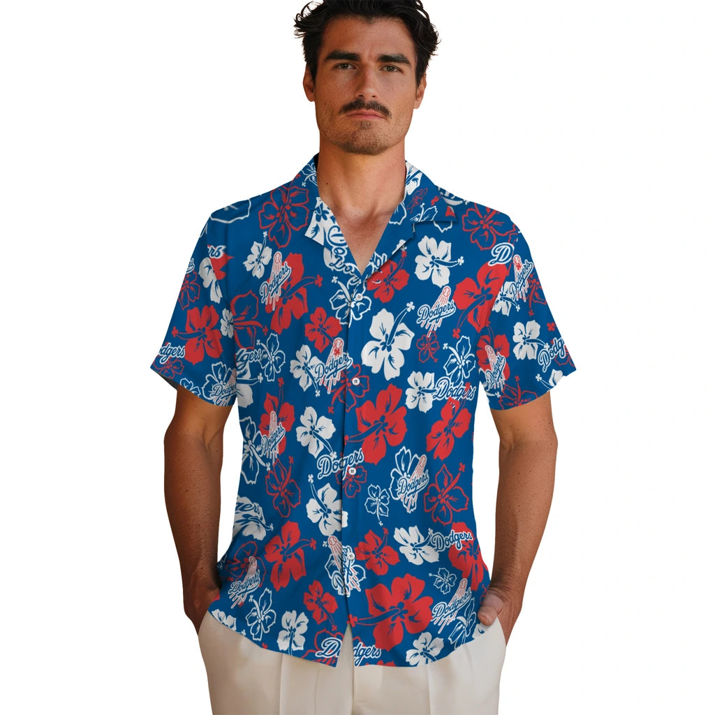 Los Angeles Dodgers Hawaiian Shirt - Hibiscus Flower Design | Hula Hawaiian Shirts