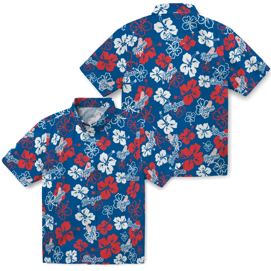 Los Angeles Dodgers Hawaiian Shirt - Hibiscus Flower Design | Hula Hawaiian Shirts