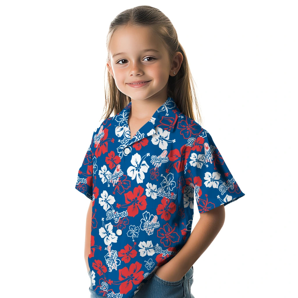 Los Angeles Dodgers Hawaiian Shirt - Hibiscus Flower Design | Hula Hawaiian Shirts