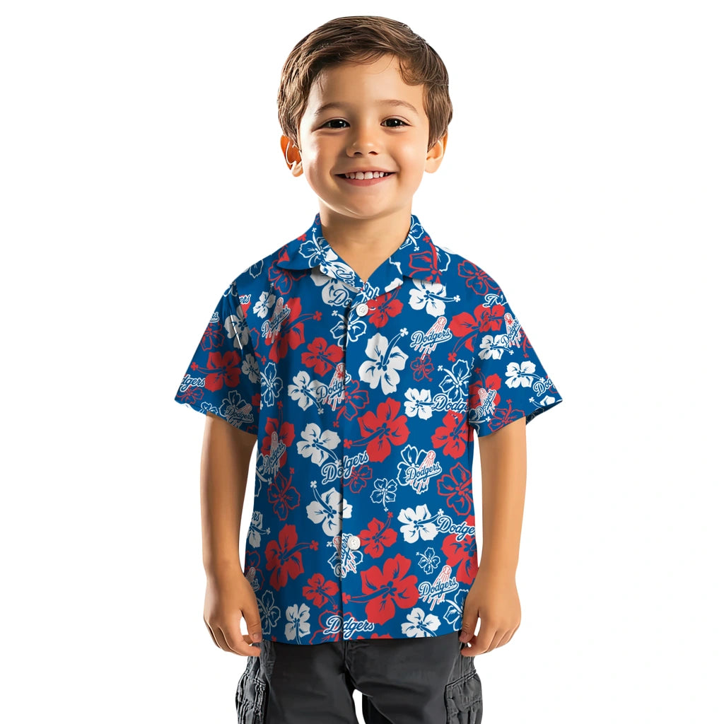 Los Angeles Dodgers Hawaiian Shirt - Hibiscus Flower Design | Hula Hawaiian Shirts