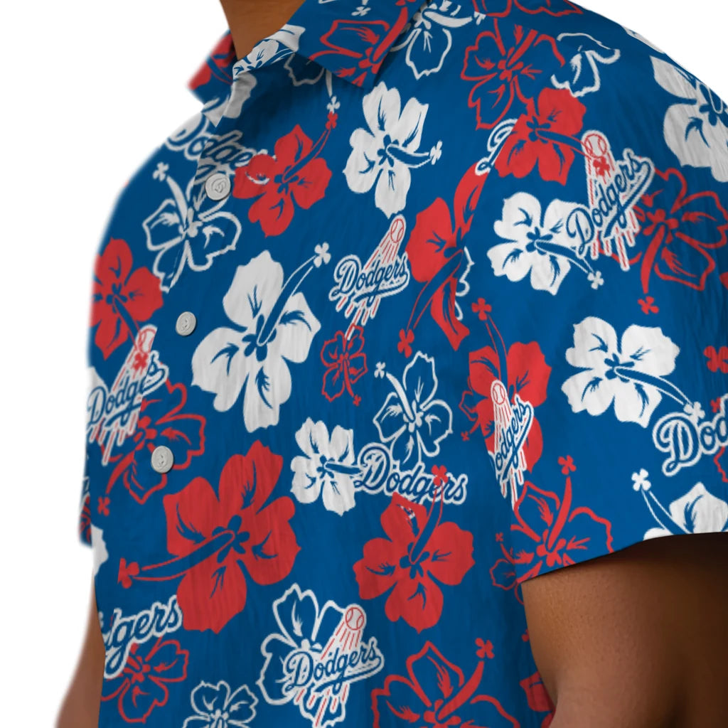 Los Angeles Dodgers Hawaiian Shirt - Hibiscus Flower Design | Hula Hawaiian Shirts