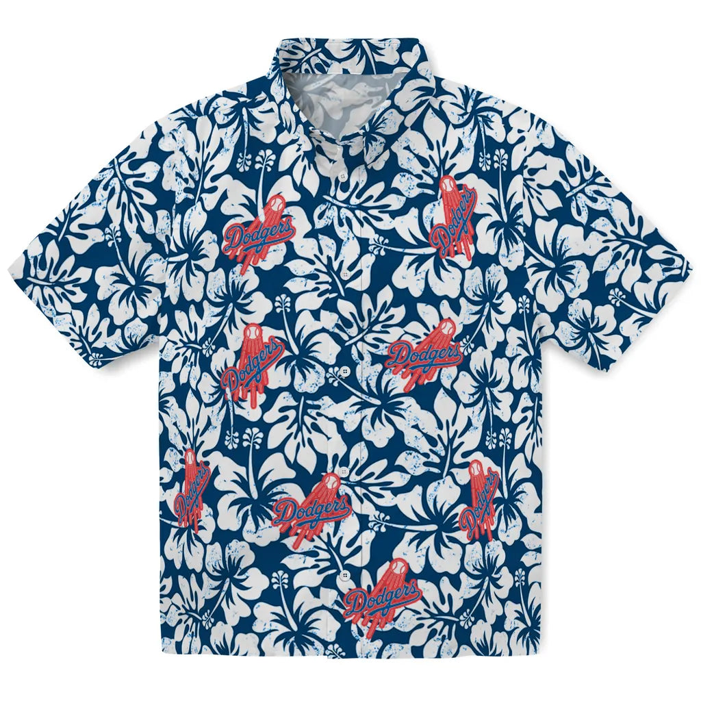 Los Angeles Dodgers Hawaiian Shirt - Hibiscus Motif | Hula Hawaiian Shirts
