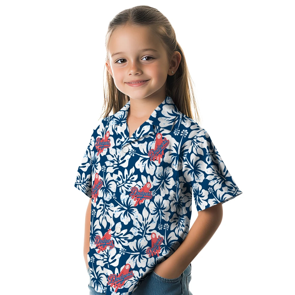 Los Angeles Dodgers Hawaiian Shirt - Hibiscus Motif | Hula Hawaiian Shirts