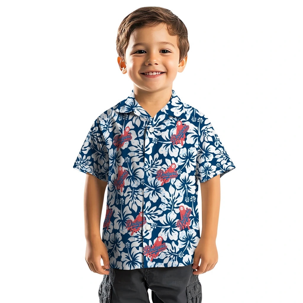 Los Angeles Dodgers Hawaiian Shirt - Hibiscus Motif | Hula Hawaiian Shirts