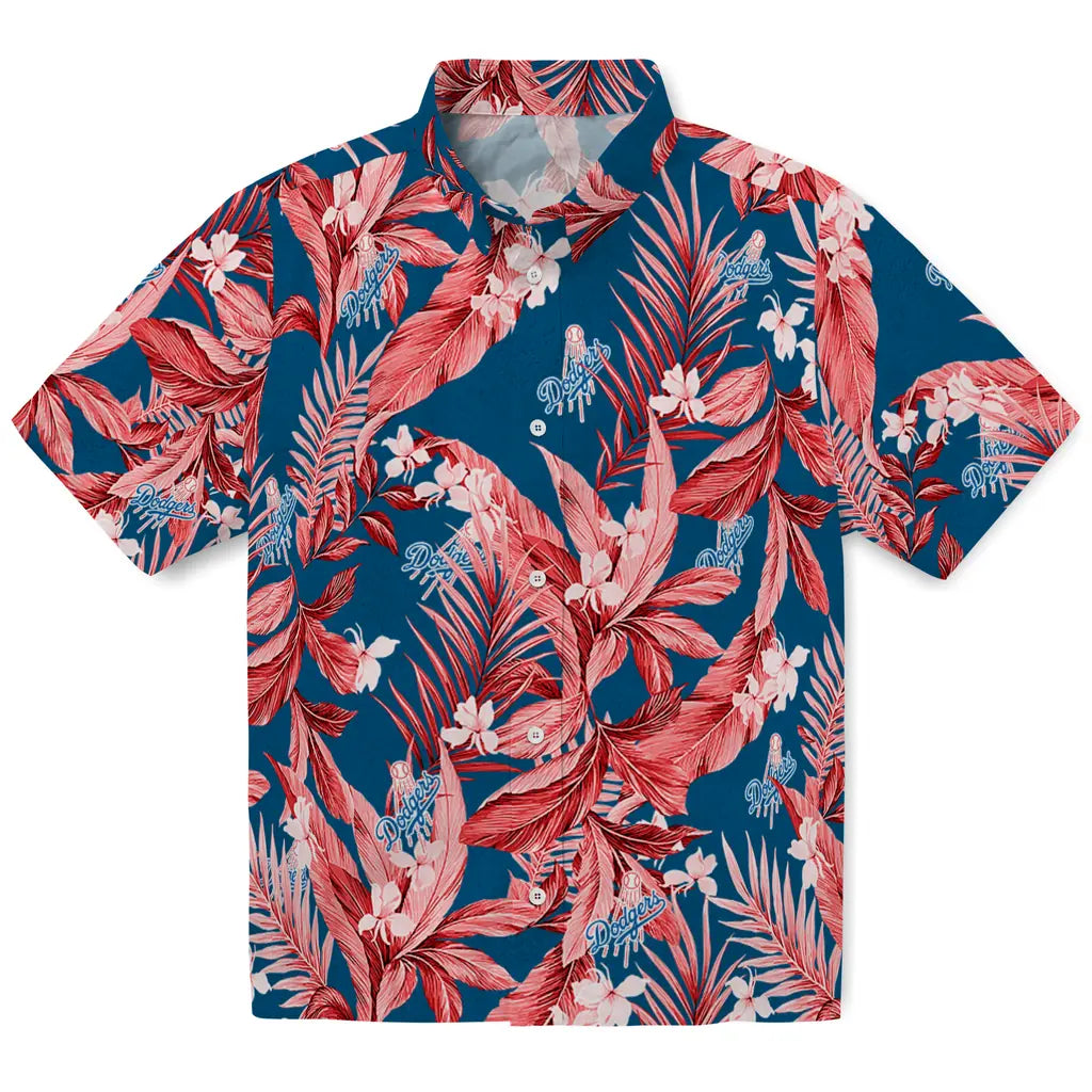 Los Angeles Dodgers Hawaiian Shirt - Palm Leaves | Hula Hawaiian Shirts