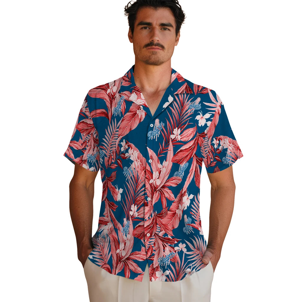 Los Angeles Dodgers Hawaiian Shirt - Palm Leaves | Hula Hawaiian Shirts