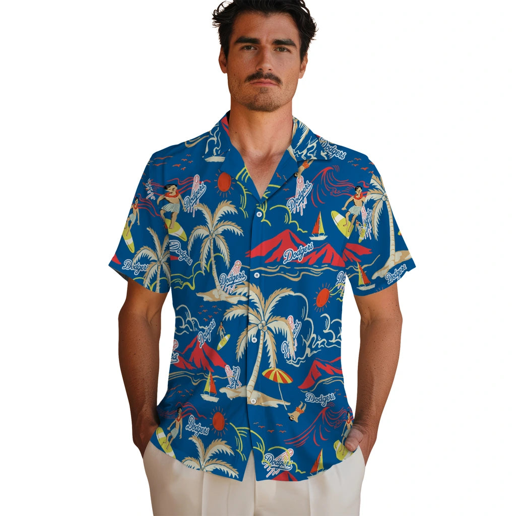 Los Angeles Dodgers Hawaiian Shirt - Palm Tree Island | Hula Hawaiian Shirts
