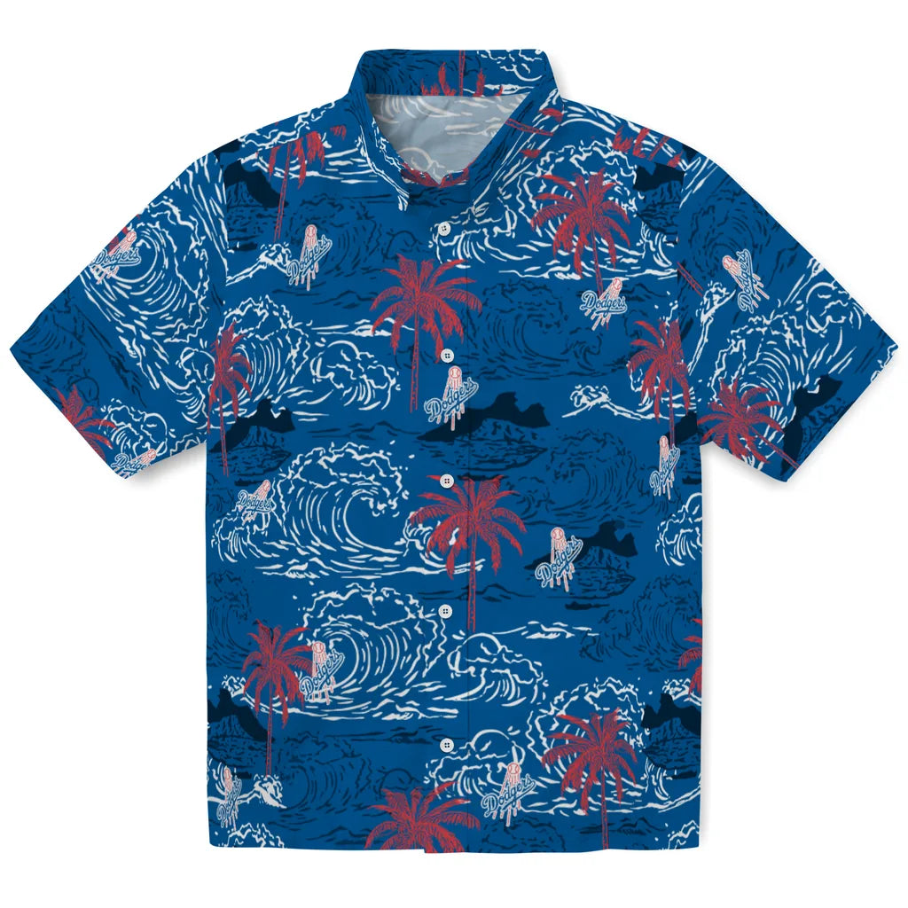 Los Angeles Dodgers Hawaiian Shirt - Wave Palm | Hula Hawaiian Shirts