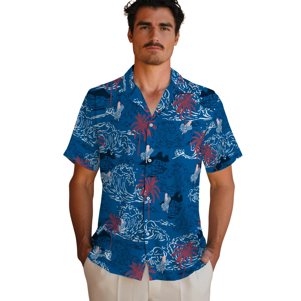 Los Angeles Dodgers Hawaiian Shirt - Wave Palm | Hula Hawaiian Shirts