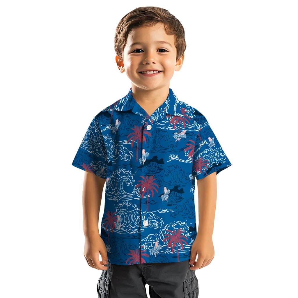 Los Angeles Dodgers Hawaiian Shirt - Wave Palm | Hula Hawaiian Shirts