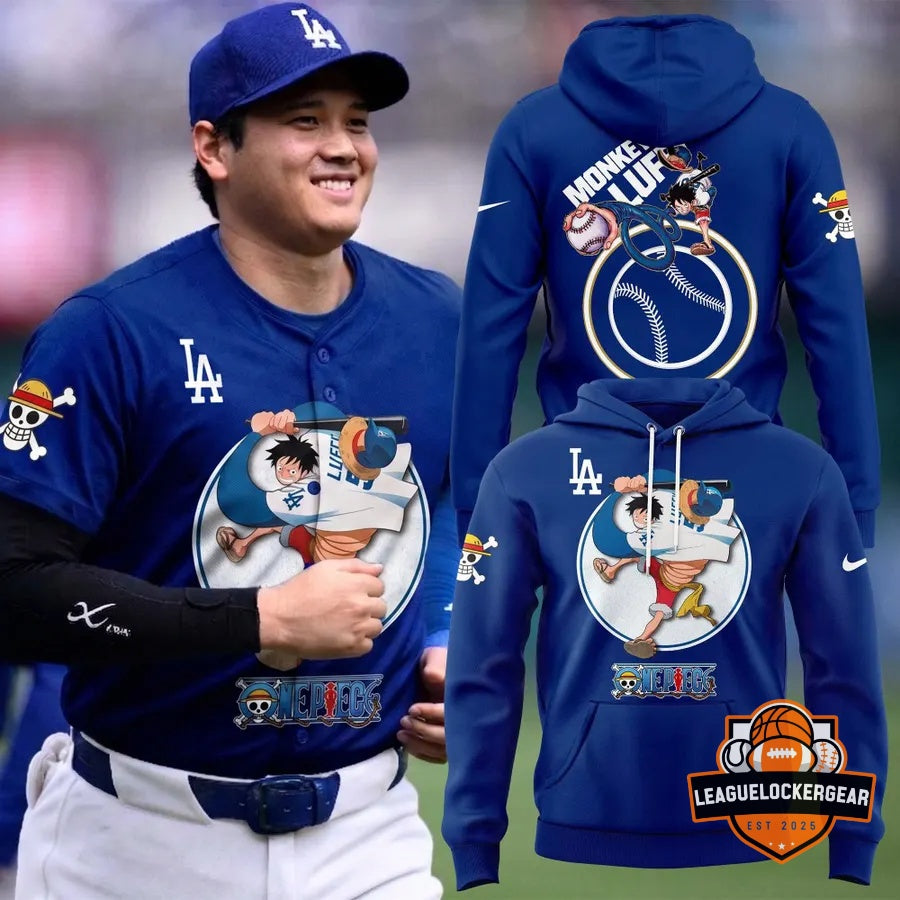 Los Angeles Dodgers x One Piece Baseball Hoodie - LeagueLockerGear