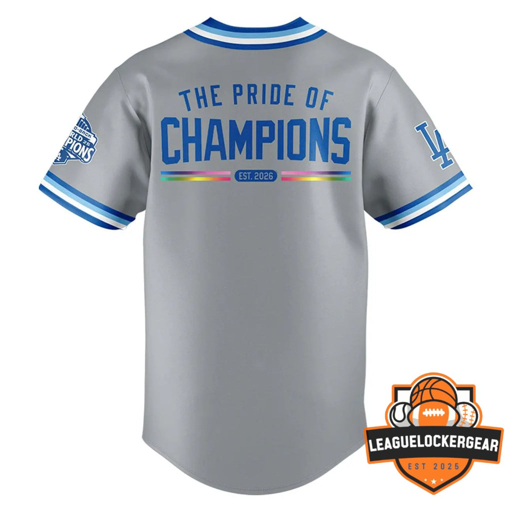 Los Angeles Dodgers Pride Champions EST 2026 Baseball Jersey - LeagueLockerGear