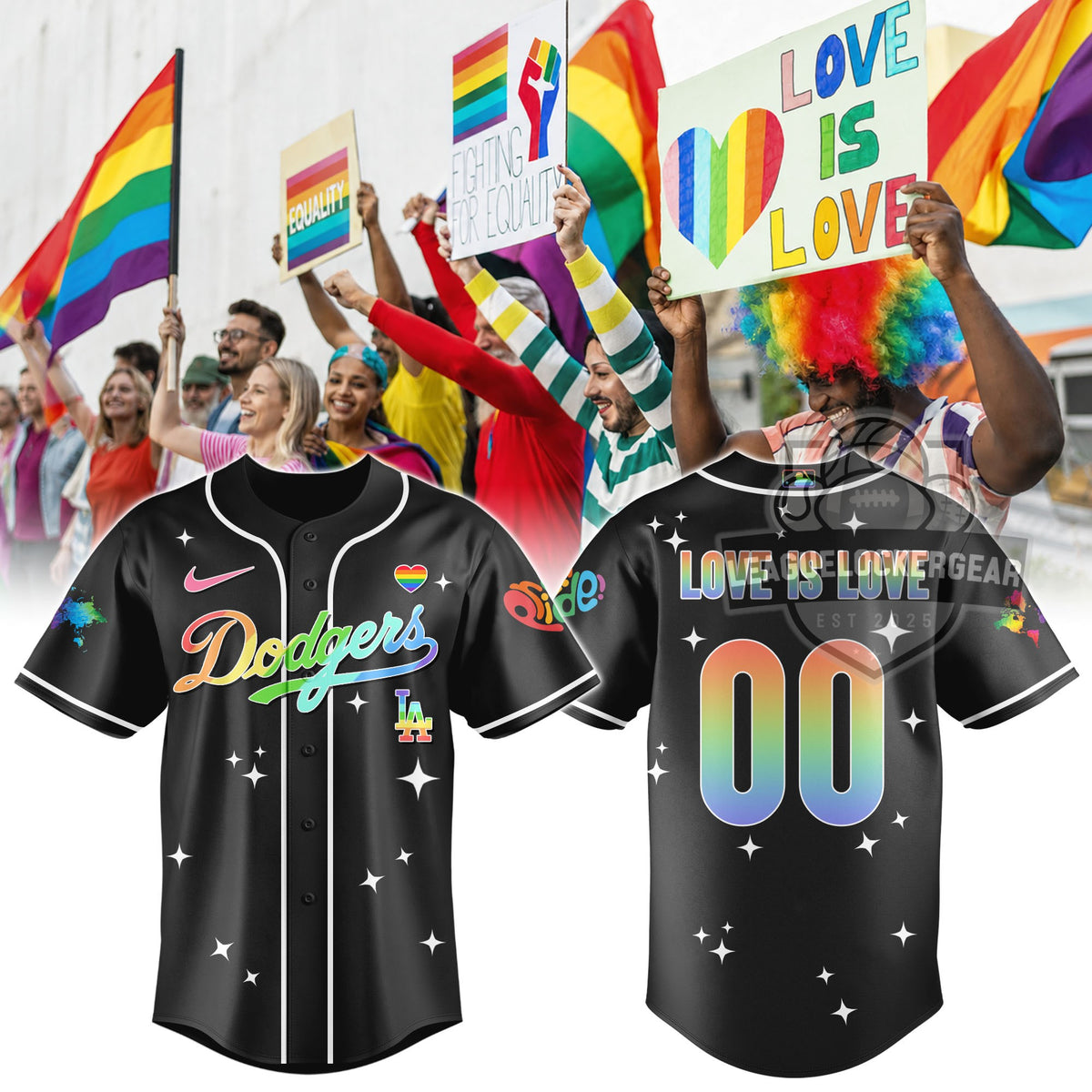 Los Angeles Dodgers Pride Month Love Is Love Baseball Jersey - LeagueLockerGear