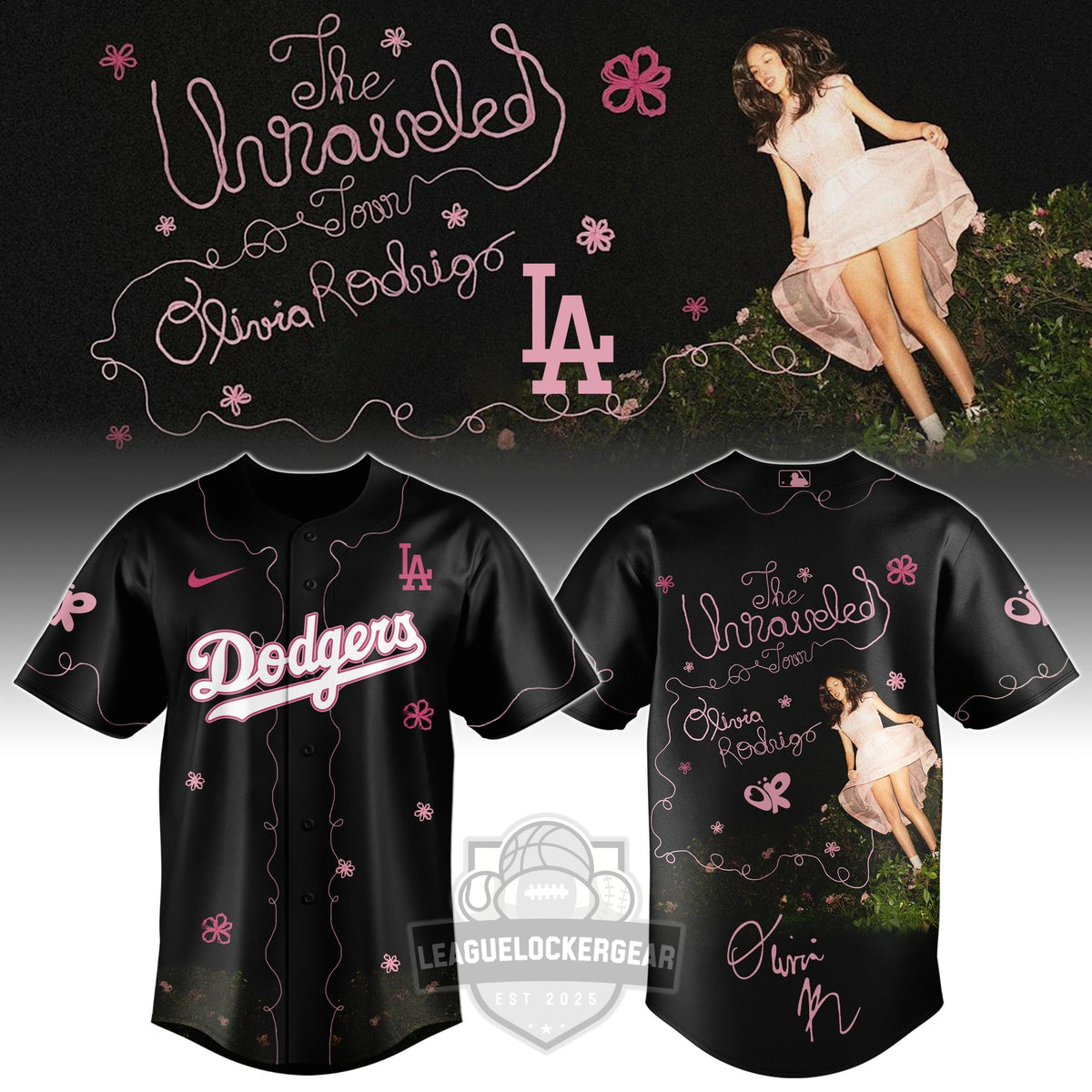 Los Angeles Dodgers The Unraveled Tour Olivia Rodrigo Baseball Jersey - LeagueLockerGear