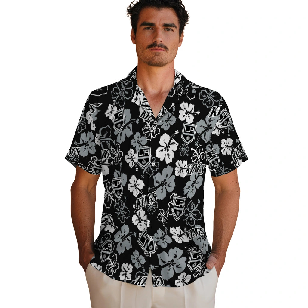 Los Angeles Kings Hawaiian Shirt - Hibiscus Flower Design | Hula Hawaiian Shirts