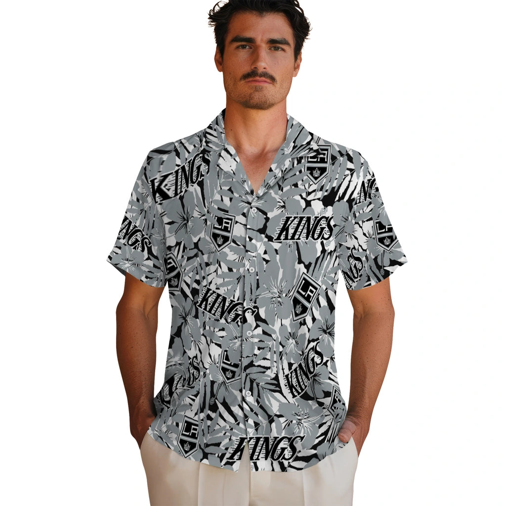 Los Angeles Kings Hawaiian Shirt - Hibiscus Overlay | Hula Hawaiian Shirts