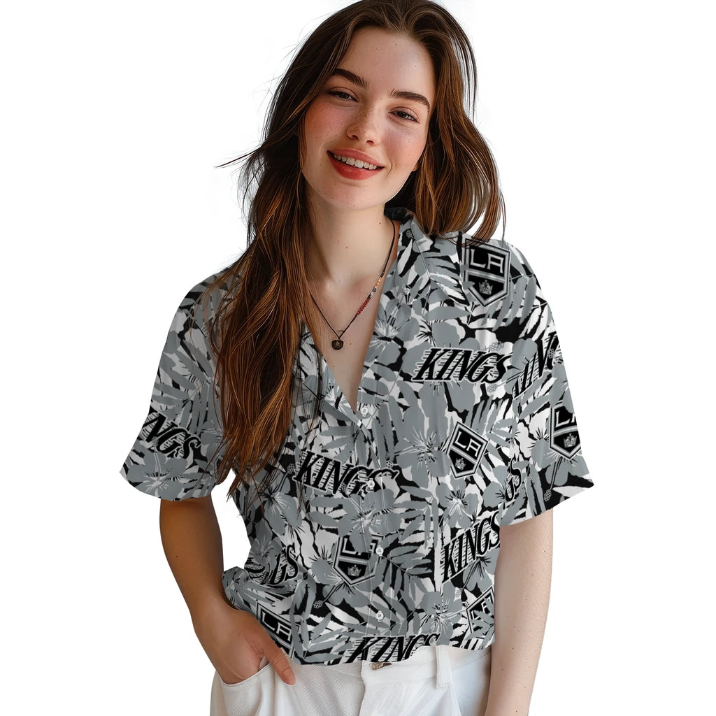 Los Angeles Kings Hawaiian Shirt - Hibiscus Overlay | Hula Hawaiian Shirts