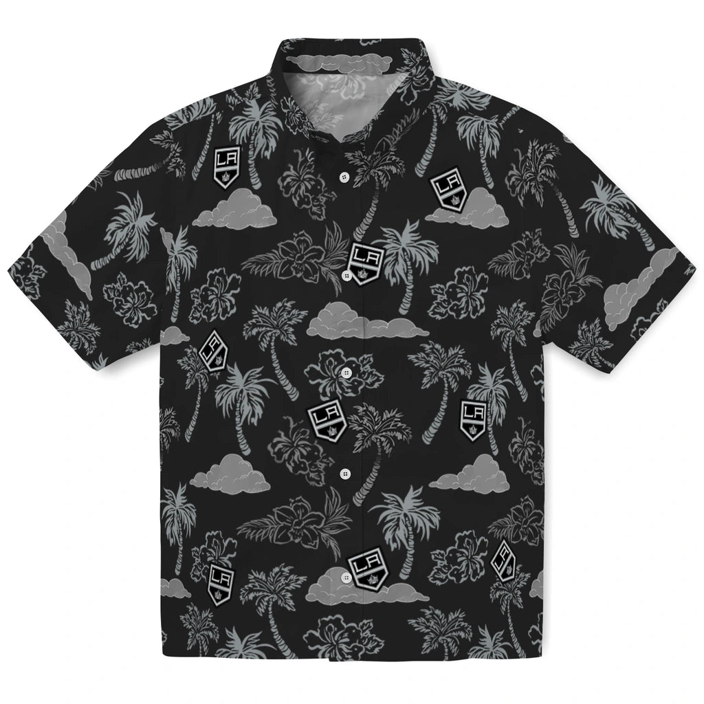 Los Angeles Kings Hawaiian Shirt - Palm And Clouds | Hula Hawaiian Shirts