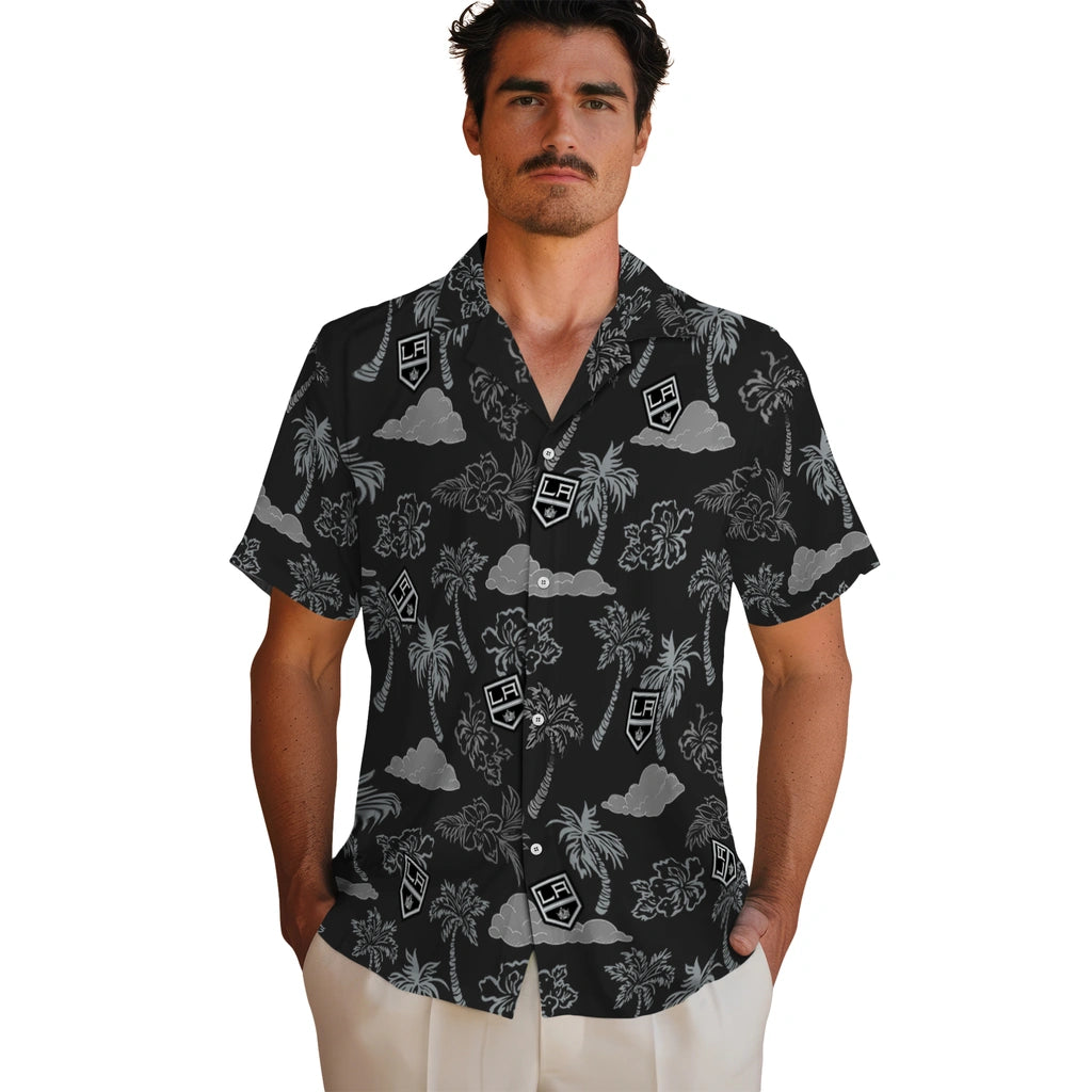 Los Angeles Kings Hawaiian Shirt - Palm And Clouds | Hula Hawaiian Shirts
