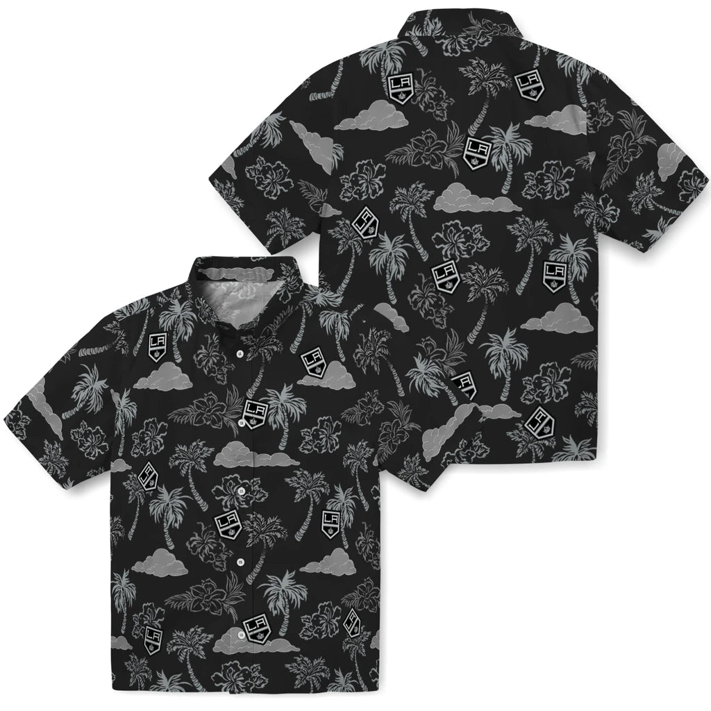 Los Angeles Kings Hawaiian Shirt - Palm And Clouds | Hula Hawaiian Shirts