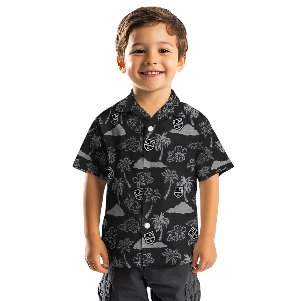 Los Angeles Kings Hawaiian Shirt - Palm And Clouds | Hula Hawaiian Shirts