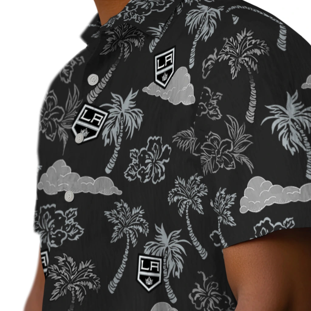Los Angeles Kings Hawaiian Shirt - Palm And Clouds | Hula Hawaiian Shirts