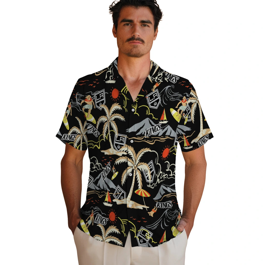 Los Angeles Kings Hawaiian Shirt - Palm Tree Island | Hula Hawaiian Shirts