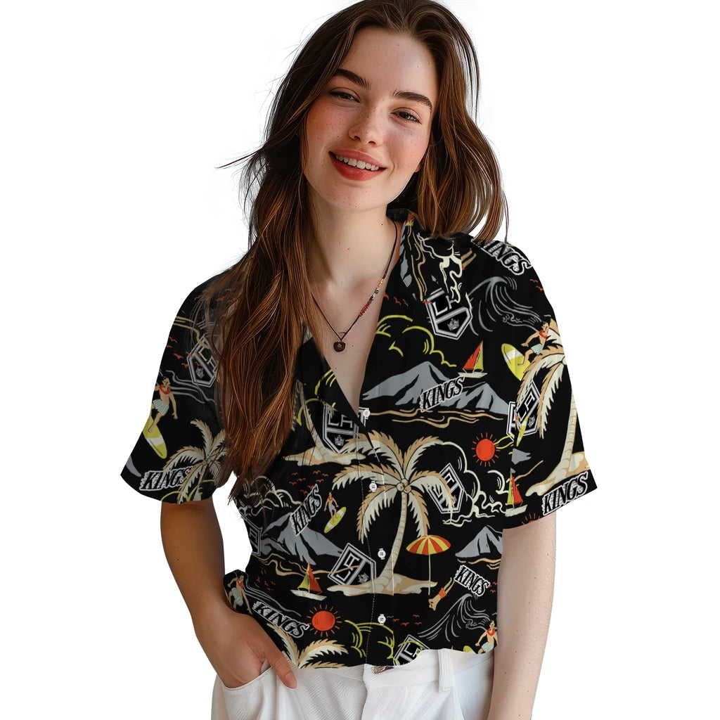 Los Angeles Kings Hawaiian Shirt - Palm Tree Island | Hula Hawaiian Shirts