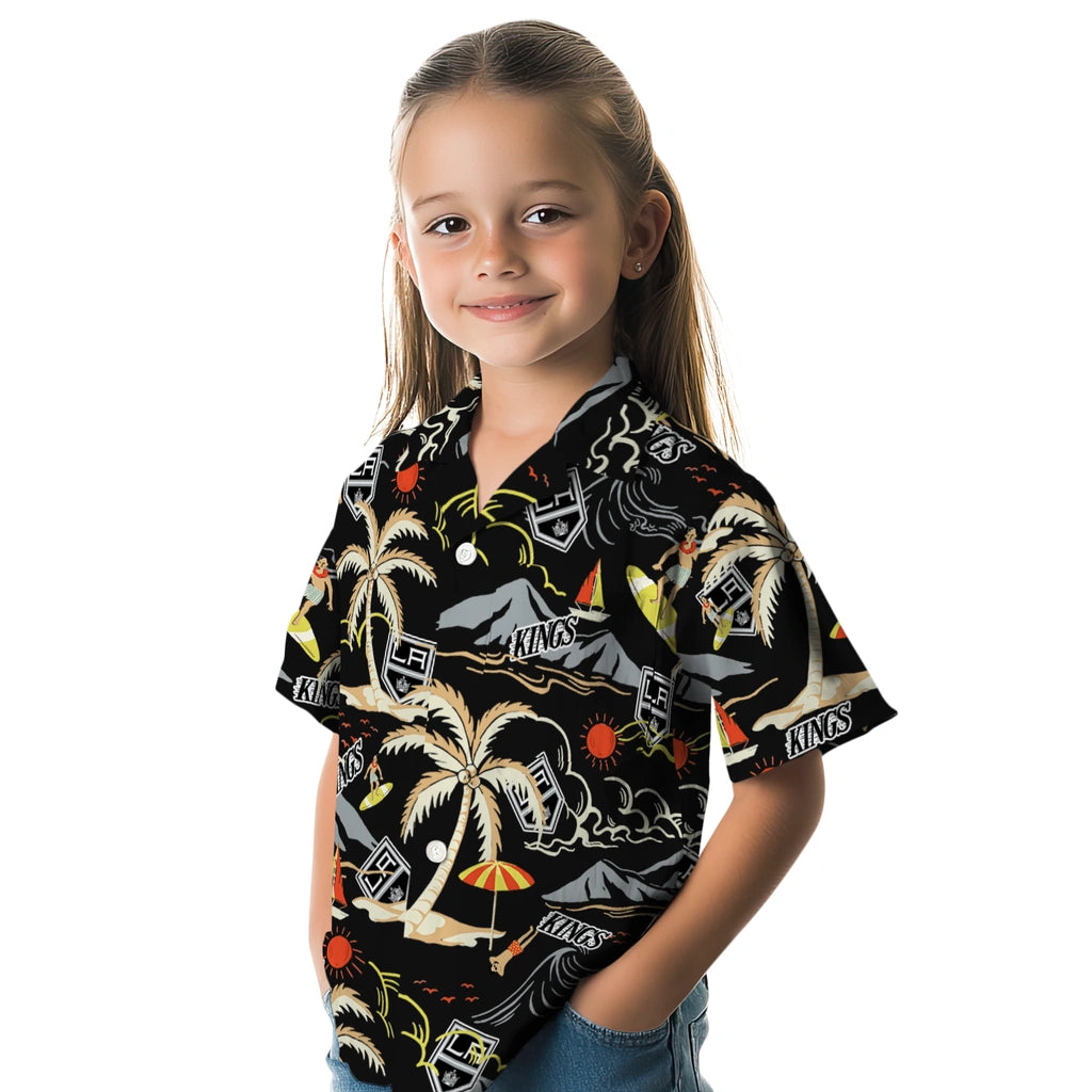 Los Angeles Kings Hawaiian Shirt - Palm Tree Island | Hula Hawaiian Shirts