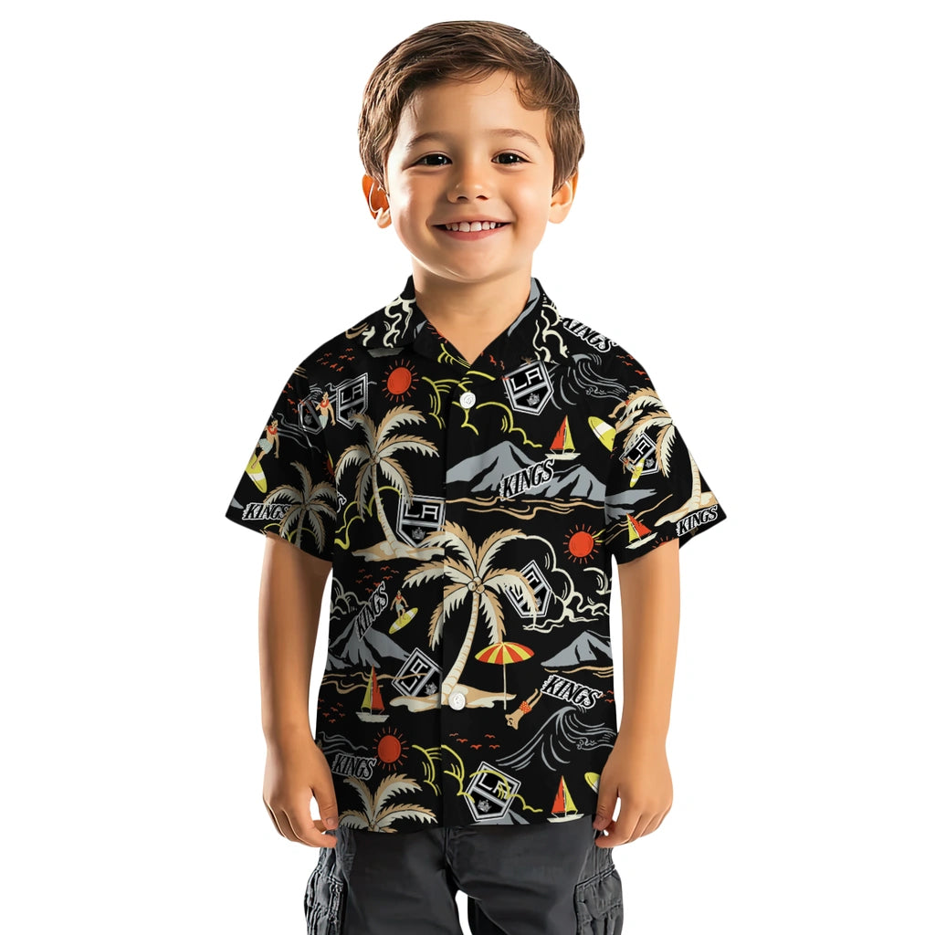 Los Angeles Kings Hawaiian Shirt - Palm Tree Island | Hula Hawaiian Shirts