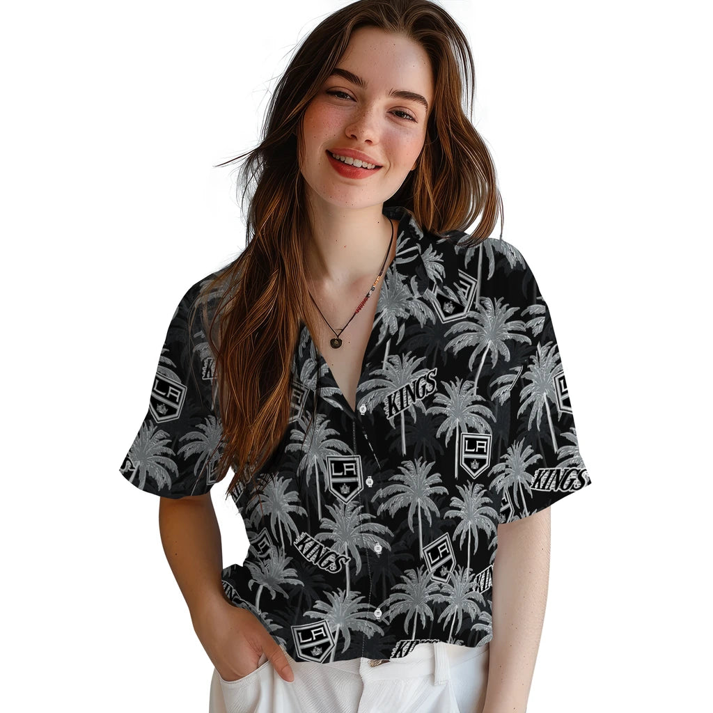 Los Angeles Kings Hawaiian Shirt - Palm Tree Motif | Hula Hawaiian Shirts