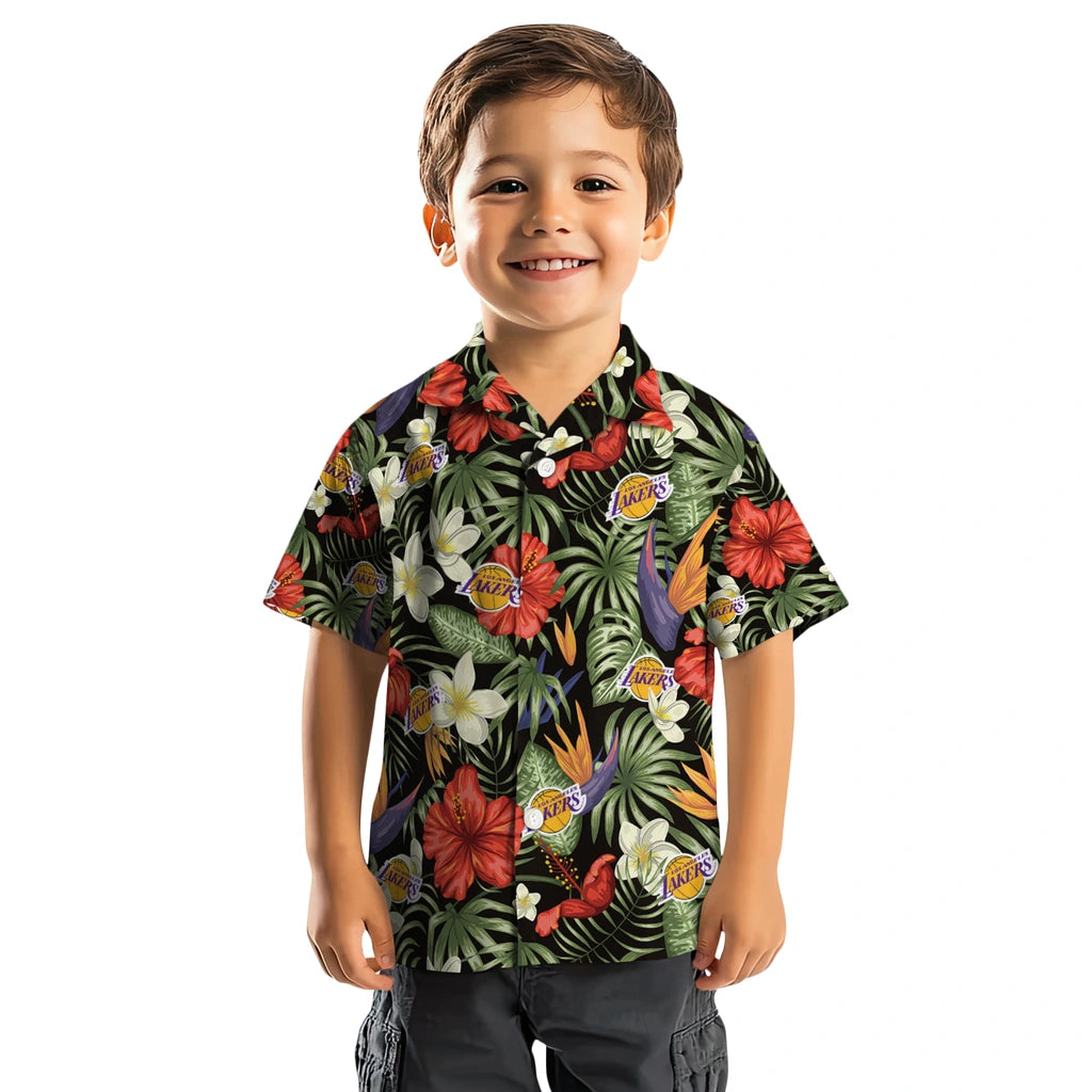 Los Angeles Lakers Hawaiian Shirt - Hawaii Floral Hibiscus | Hula Hawaiian Shirts