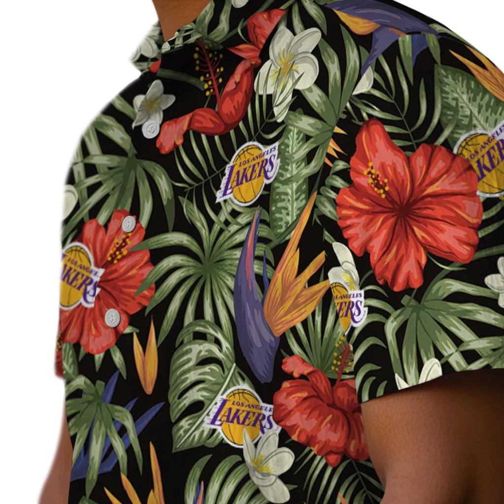 Los Angeles Lakers Hawaiian Shirt - Hawaii Floral Hibiscus | Hula Hawaiian Shirts