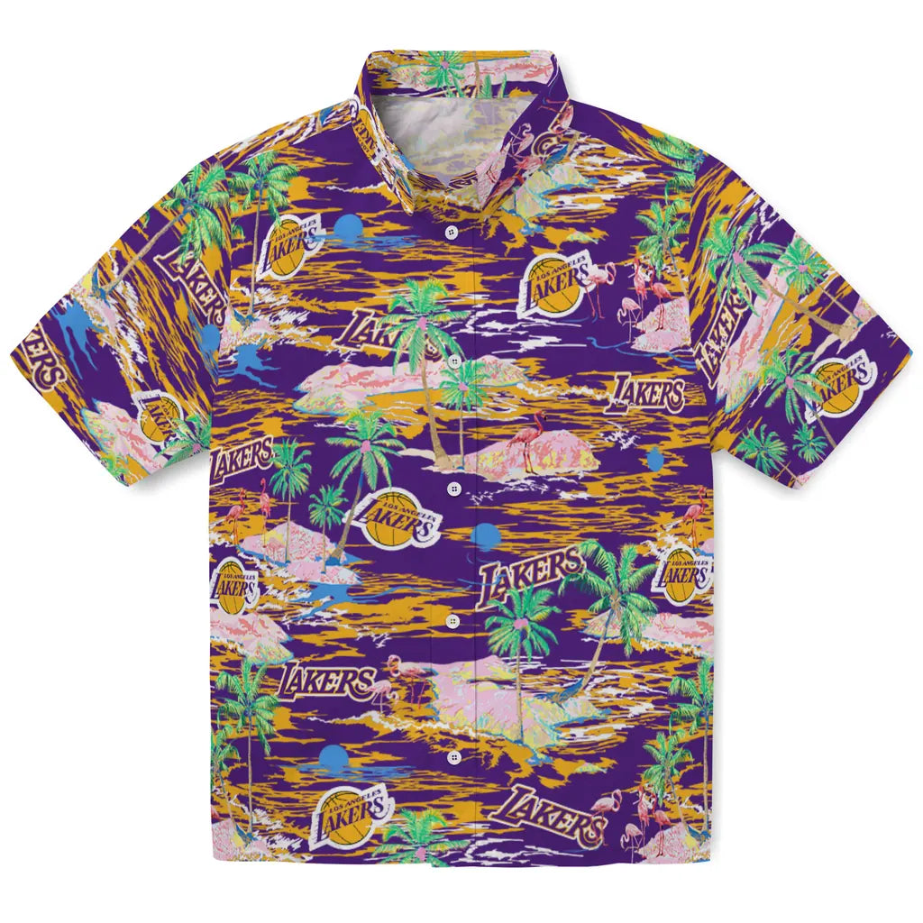 Los Angeles Lakers Hawaiian Shirt - Hawaii Island | Hula Hawaiian Shirts