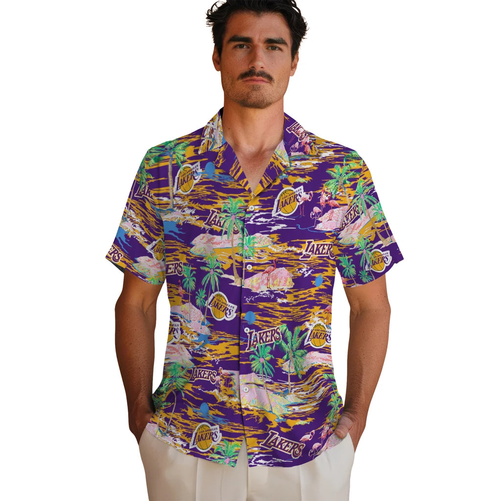 Los Angeles Lakers Hawaiian Shirt - Hawaii Island | Hula Hawaiian Shirts