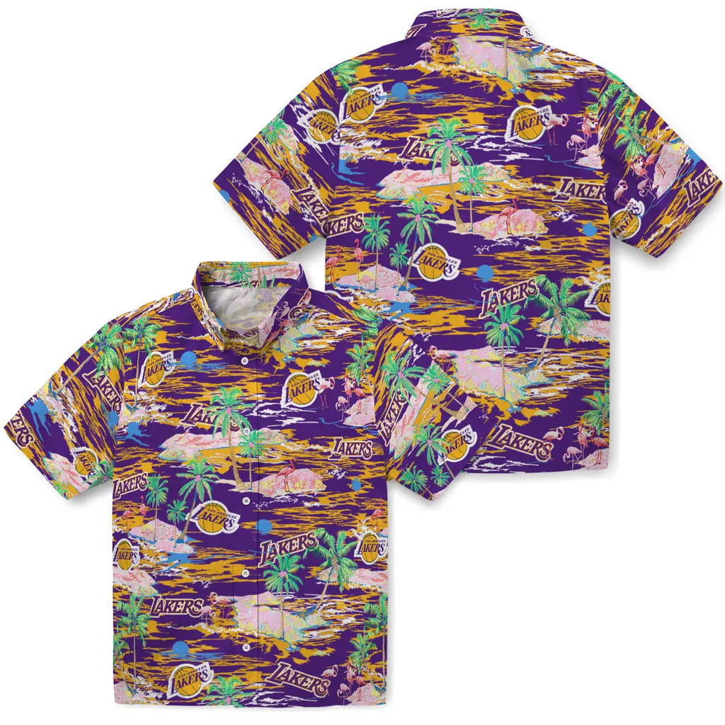 Los Angeles Lakers Hawaiian Shirt - Hawaii Island | Hula Hawaiian Shirts