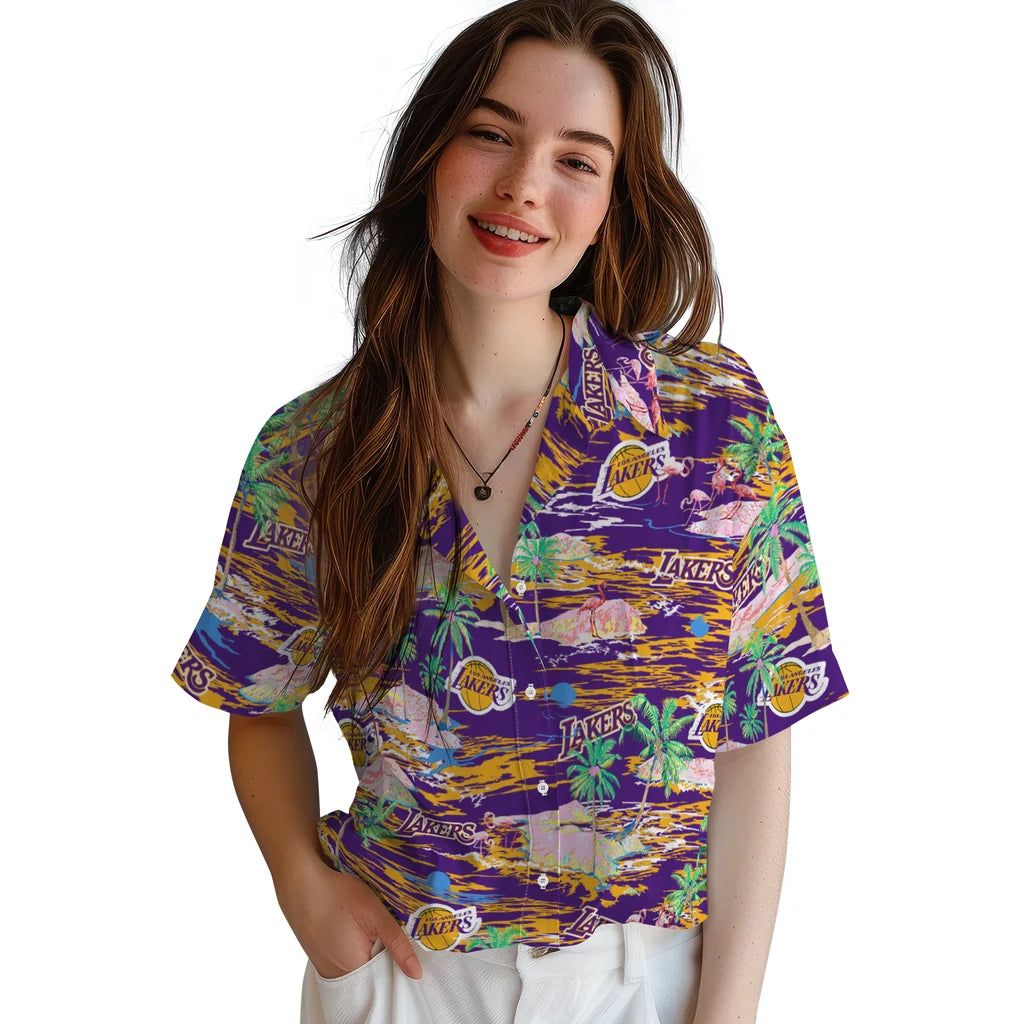 Los Angeles Lakers Hawaiian Shirt - Hawaii Island | Hula Hawaiian Shirts