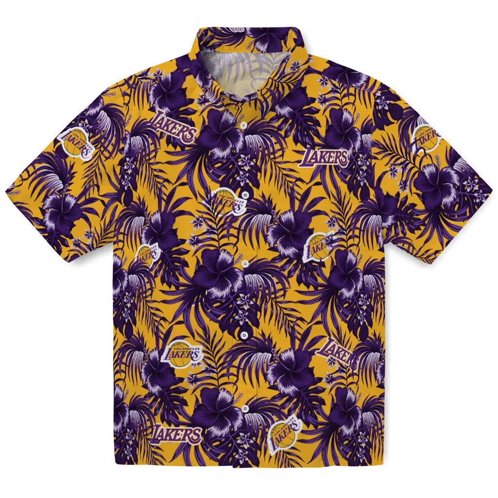 Los Angeles Lakers Hawaiian Shirt - Hibiscus Exotic | Hula Hawaiian Shirts