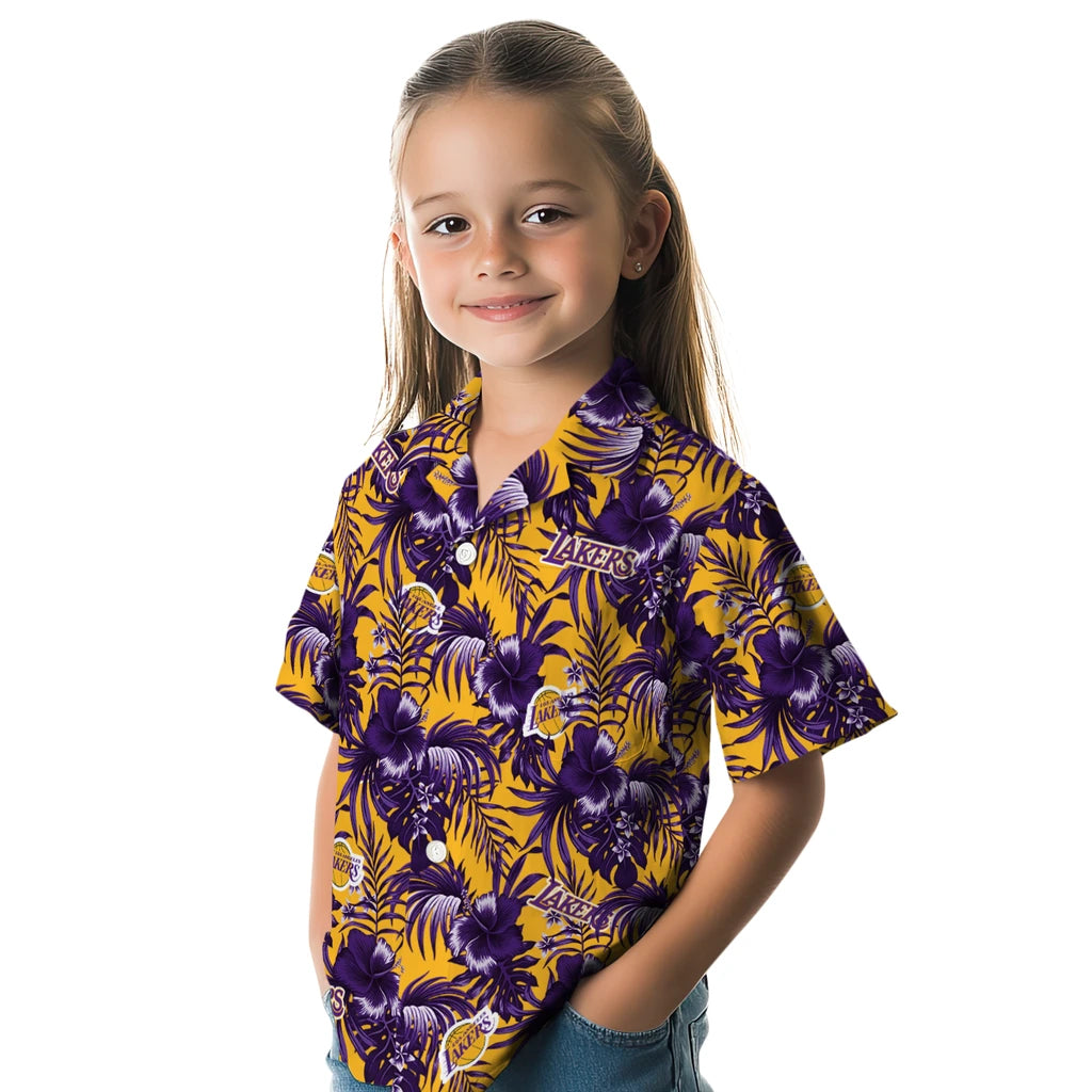 Los Angeles Lakers Hawaiian Shirt - Hibiscus Exotic | Hula Hawaiian Shirts
