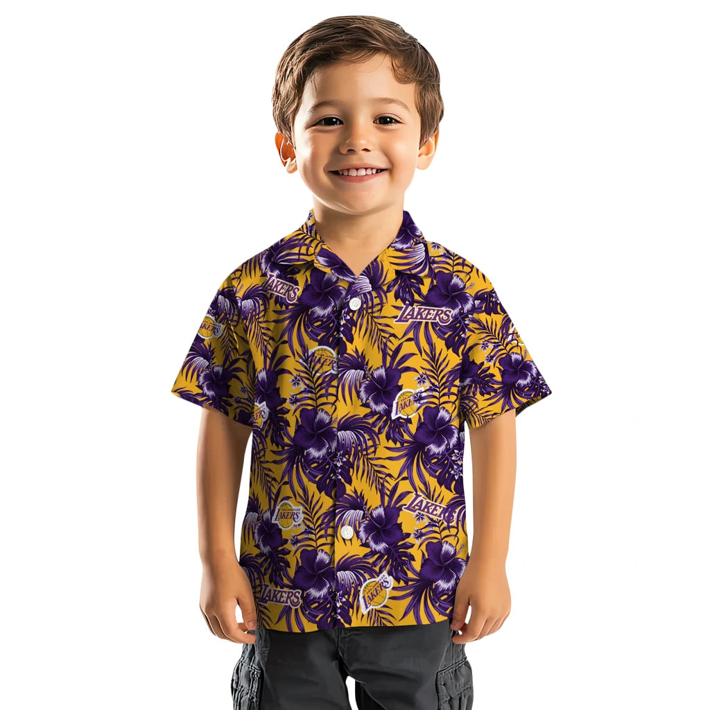 Los Angeles Lakers Hawaiian Shirt - Hibiscus Exotic | Hula Hawaiian Shirts
