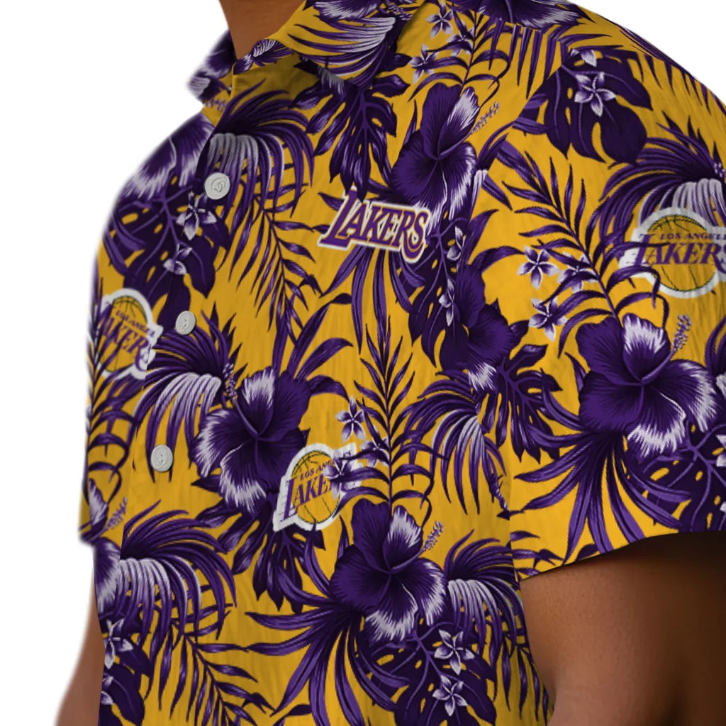 Los Angeles Lakers Hawaiian Shirt - Hibiscus Exotic | Hula Hawaiian Shirts