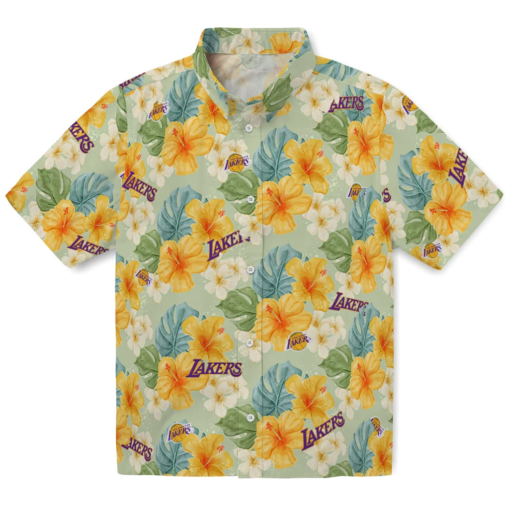Los Angeles Lakers Hawaiian Shirt - Hibiscus Mood | Hula Hawaiian Shirts