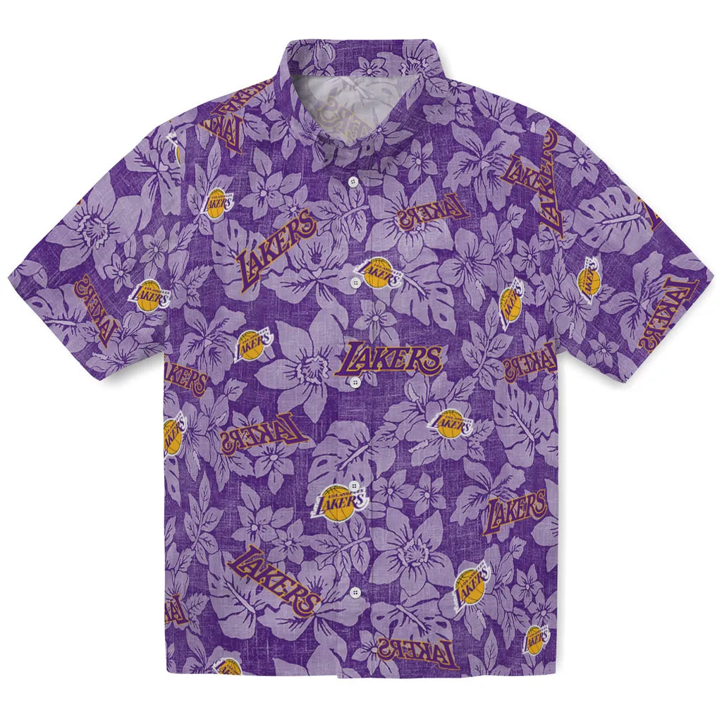 Los Angeles Lakers Hawaiian Shirt - Hibiscus Oasis | Hula Hawaiian Shirts